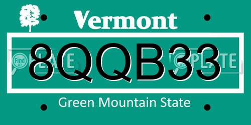 8QQB33 Vermont License Plate