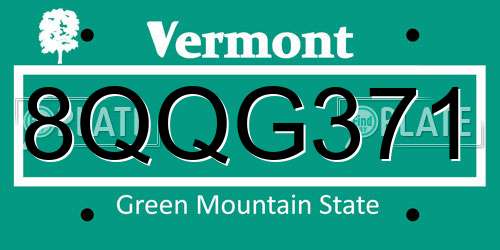 8QQG371 Vermont License Plate