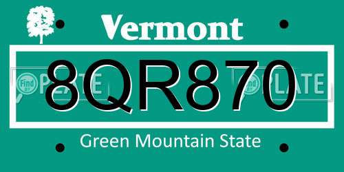 8QR870 Vermont License Plate