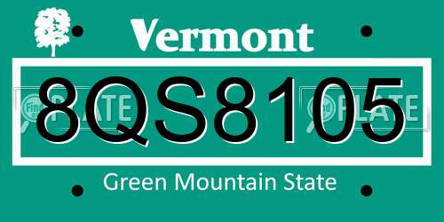 8QS8105 Vermont License Plate