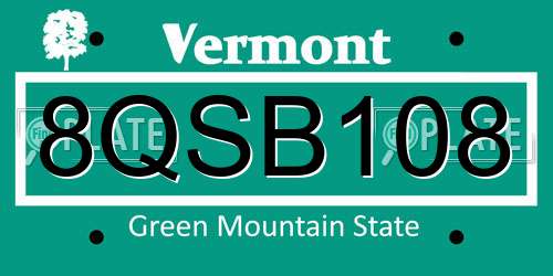 8QSB108 Vermont License Plate