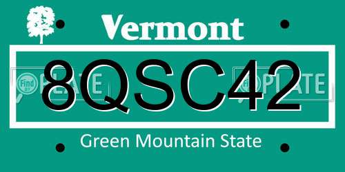 8QSC42 Vermont License Plate