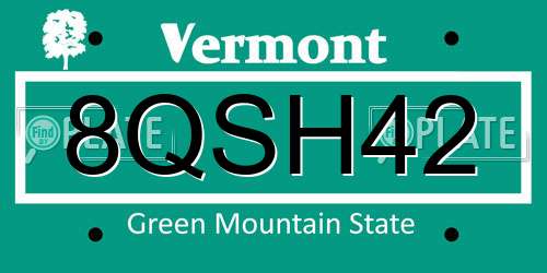 8QSH42 Vermont License Plate
