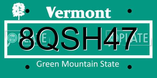 8QSH47 Vermont License Plate