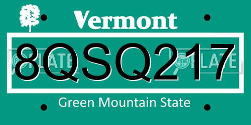 8QSQ217 Vermont License Plate