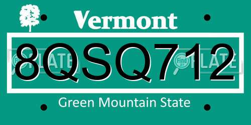 8QSQ712 Vermont License Plate