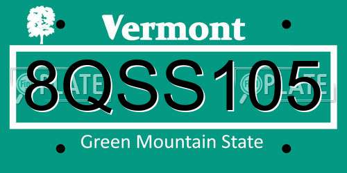 8QSS105 Vermont License Plate