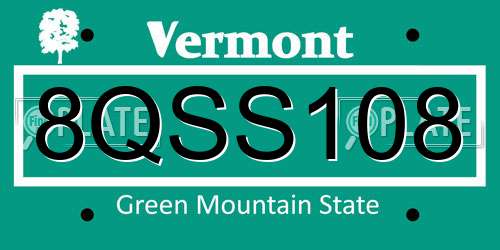 8QSS108 Vermont License Plate