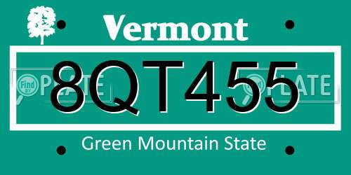 8QT455 Vermont License Plate