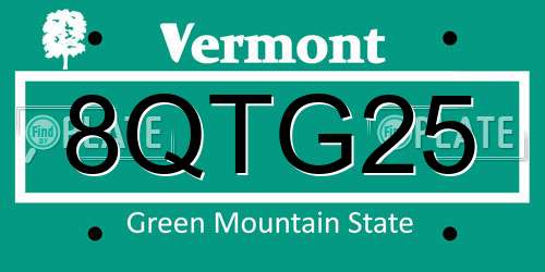 8QTG25 Vermont License Plate