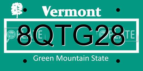 8QTG28 Vermont License Plate