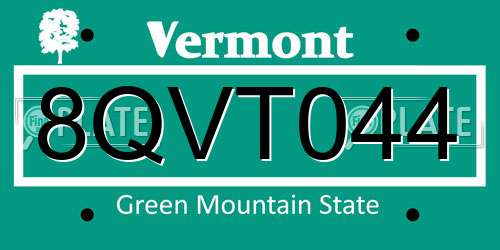 8QVT044 Vermont License Plate