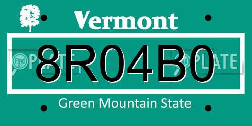 8R04B0 Vermont License Plate