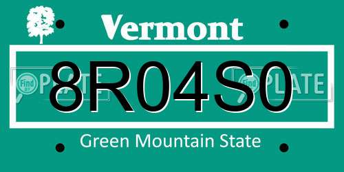 8R04S0 Vermont License Plate