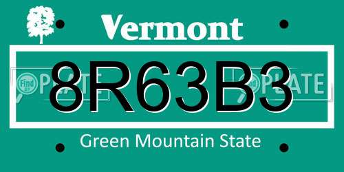 8R63B3 Vermont License Plate