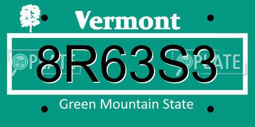 8R63S3 Vermont License Plate