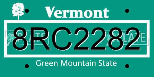 8RC2282 Vermont License Plate