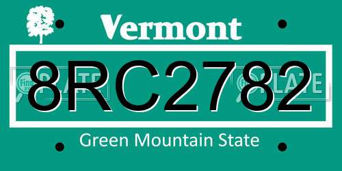 8RC2782 Vermont License Plate