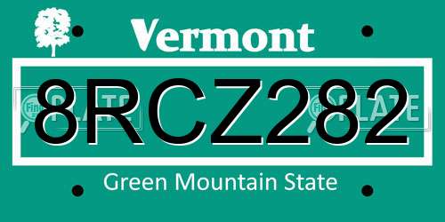 8RCZ282 Vermont License Plate