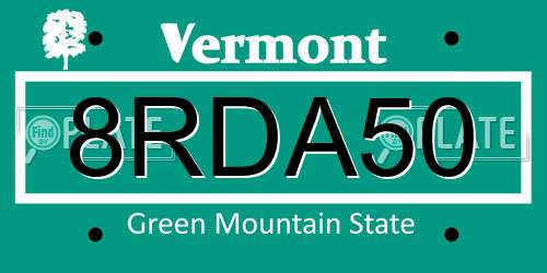 8RDA50 Vermont License Plate