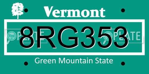8RG353 Vermont License Plate