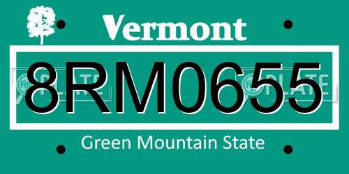 8RM0655 Vermont License Plate