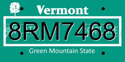 8RM7468 Vermont License Plate