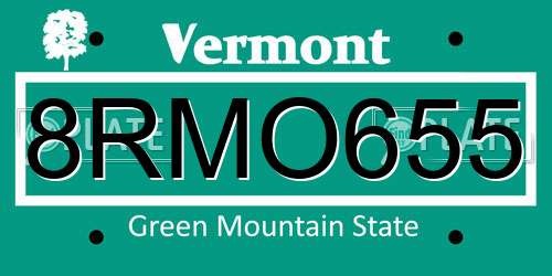8RMO655 Vermont License Plate