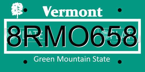 8RMO658 Vermont License Plate