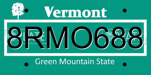 8RMO688 Vermont License Plate