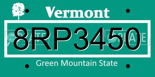 8RP3450 Vermont License Plate