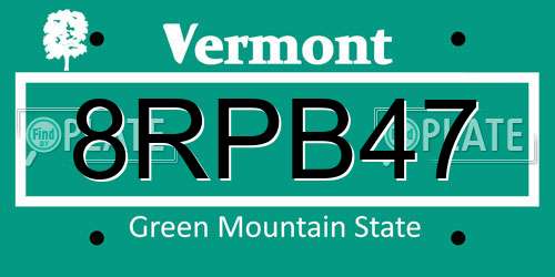 8RPB47 Vermont License Plate