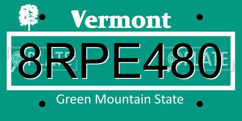 8RPE480 Vermont License Plate
