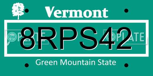 8RPS42 Vermont License Plate
