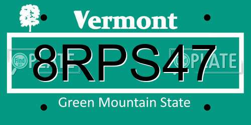 8RPS47 Vermont License Plate