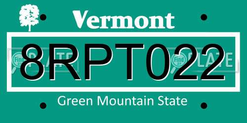 8RPT022 Vermont License Plate