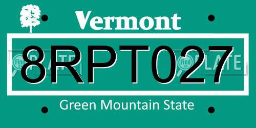 8RPT027 Vermont License Plate