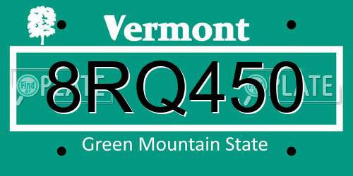 8RQ450 Vermont License Plate