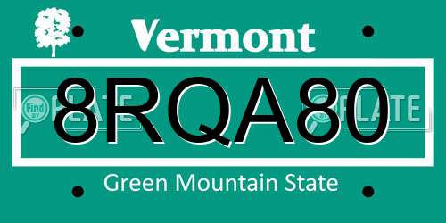 8RQA80 Vermont License Plate