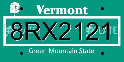 8RX2121 Vermont License Plate