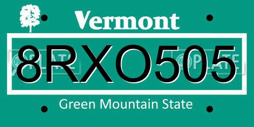 8RXO505 Vermont License Plate