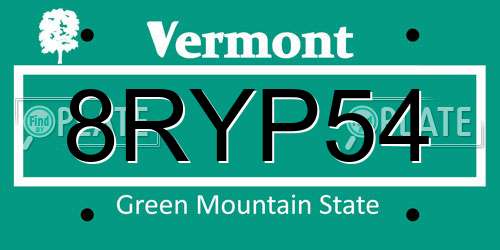 8RYP54 Vermont License Plate