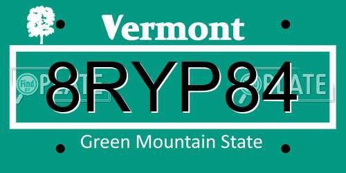 8RYP84 Vermont License Plate