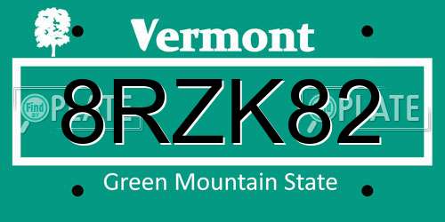 8RZK82 Vermont License Plate