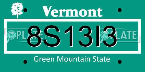 8S13I3 Vermont License Plate
