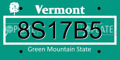 8S17B5 Vermont License Plate