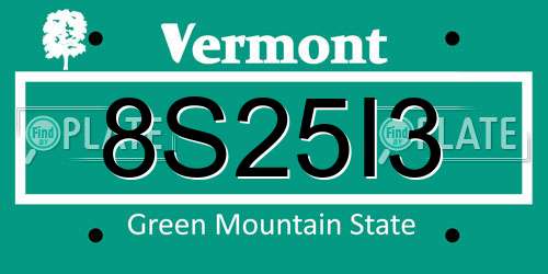 8S25I3 Vermont License Plate