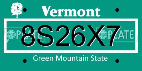 8S26X7 Vermont License Plate