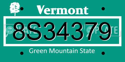8S34379 Vermont License Plate