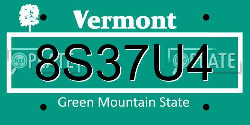 8S37U4 Vermont License Plate